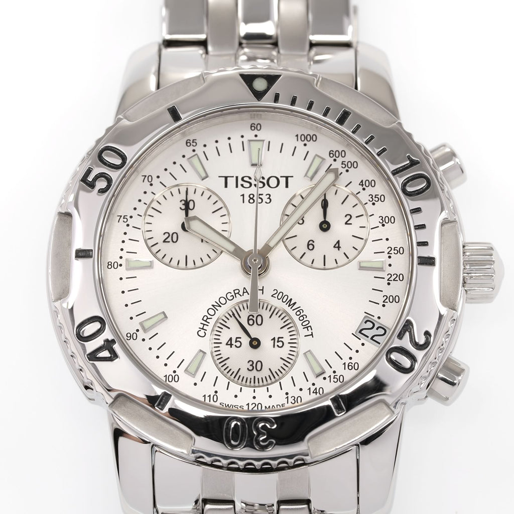 Tissot T-Sport PRS200 Men's Silver Dial close up