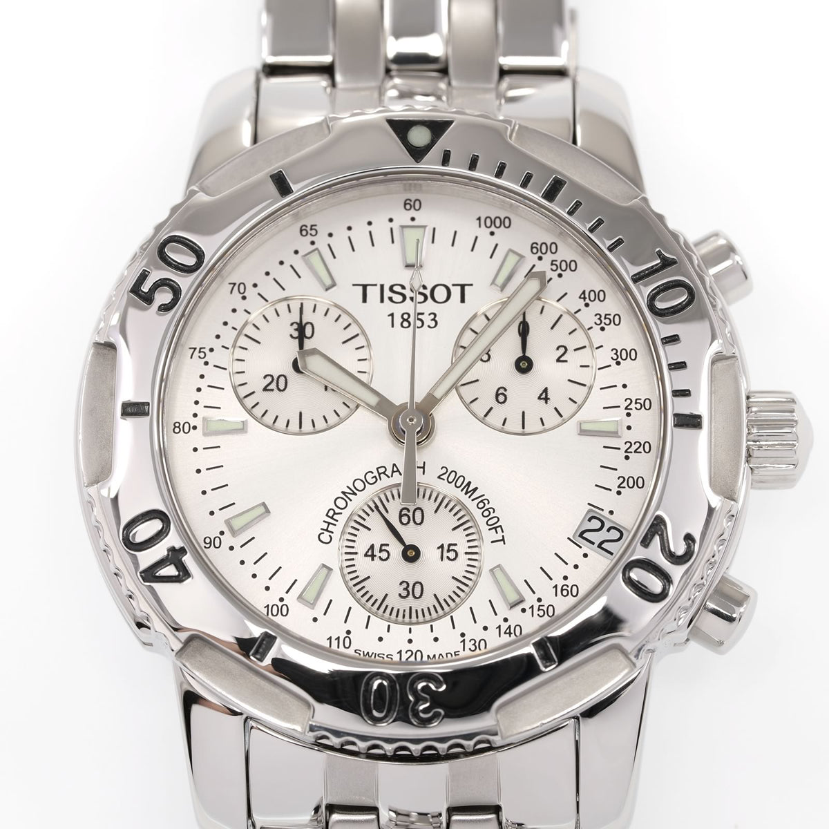 Tissot T-Sport PRS200 Men's Silver Dial close up