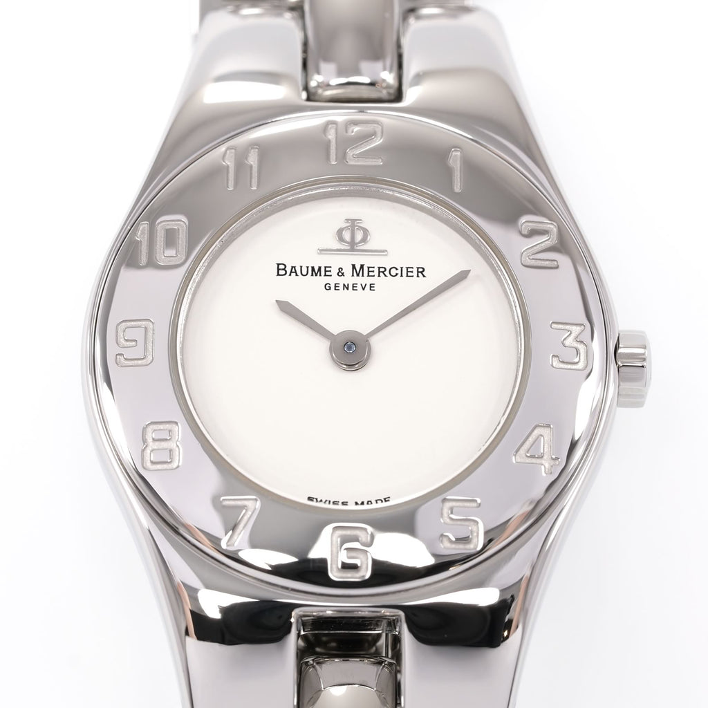 Baume & Mercier Linea MV045204 White Dial Arabic Numeral Bezel close up