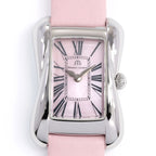 Maurice Lacroix Divina DV5011 Iridescent Pink Mother of Pearl rectangular dial with Roman Numerals close up