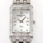 Raymond Weil Tango 5971 White Mother of Pearl, Roman Numeral & Diamonds dial close up