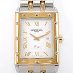 Raymond Weil Tango 5381 White Rectangular Roman Numeral Dial close up