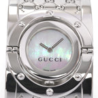Gucci Twirl 112 Iridescent White Mother of Pearl dial close up