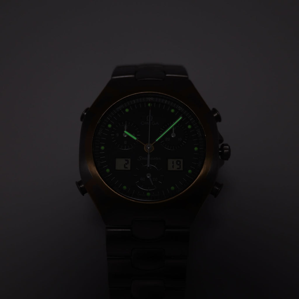 Omega Seamaster Polaris Men's 38mm Black Chronograph 18k Gold