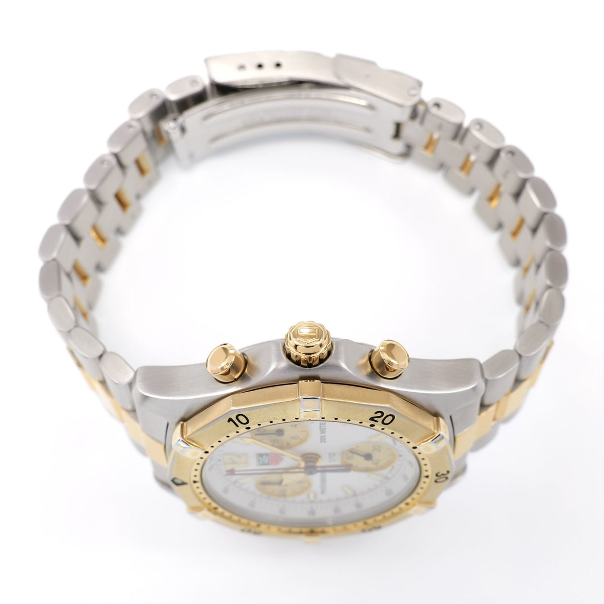 TAG Heuer 2000 Chronograph CK1121 18k Gold plated pushers and screw down crown