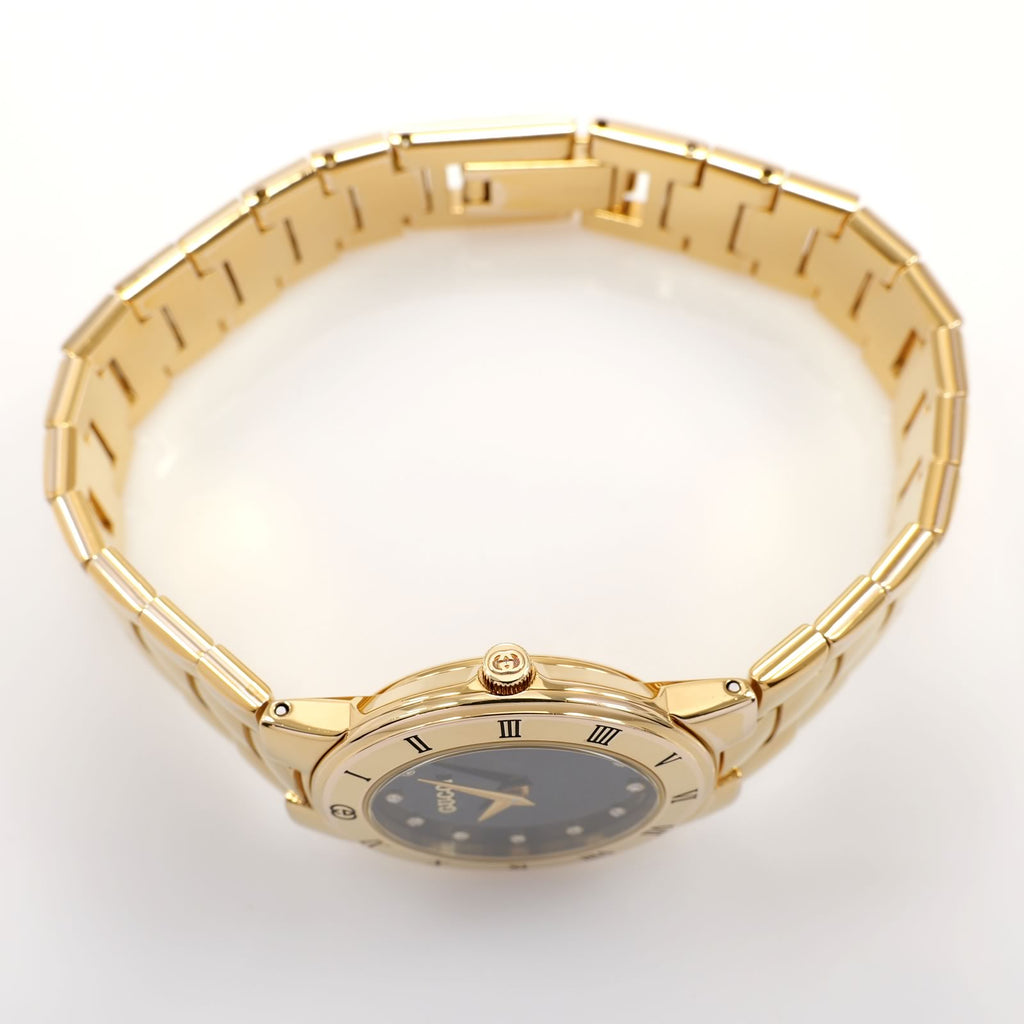 Gucci 3300L Black Dial 18k Gold Plated crown