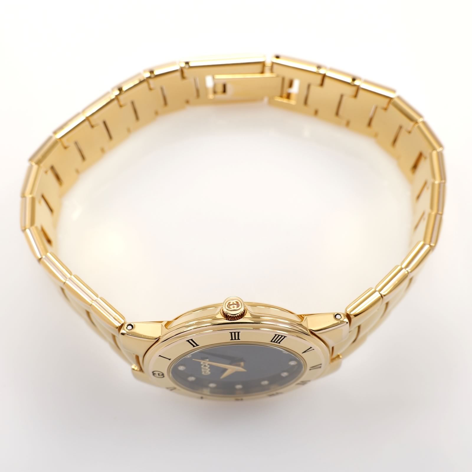 Gucci 3300L Black Dial 18k Gold Plated crown