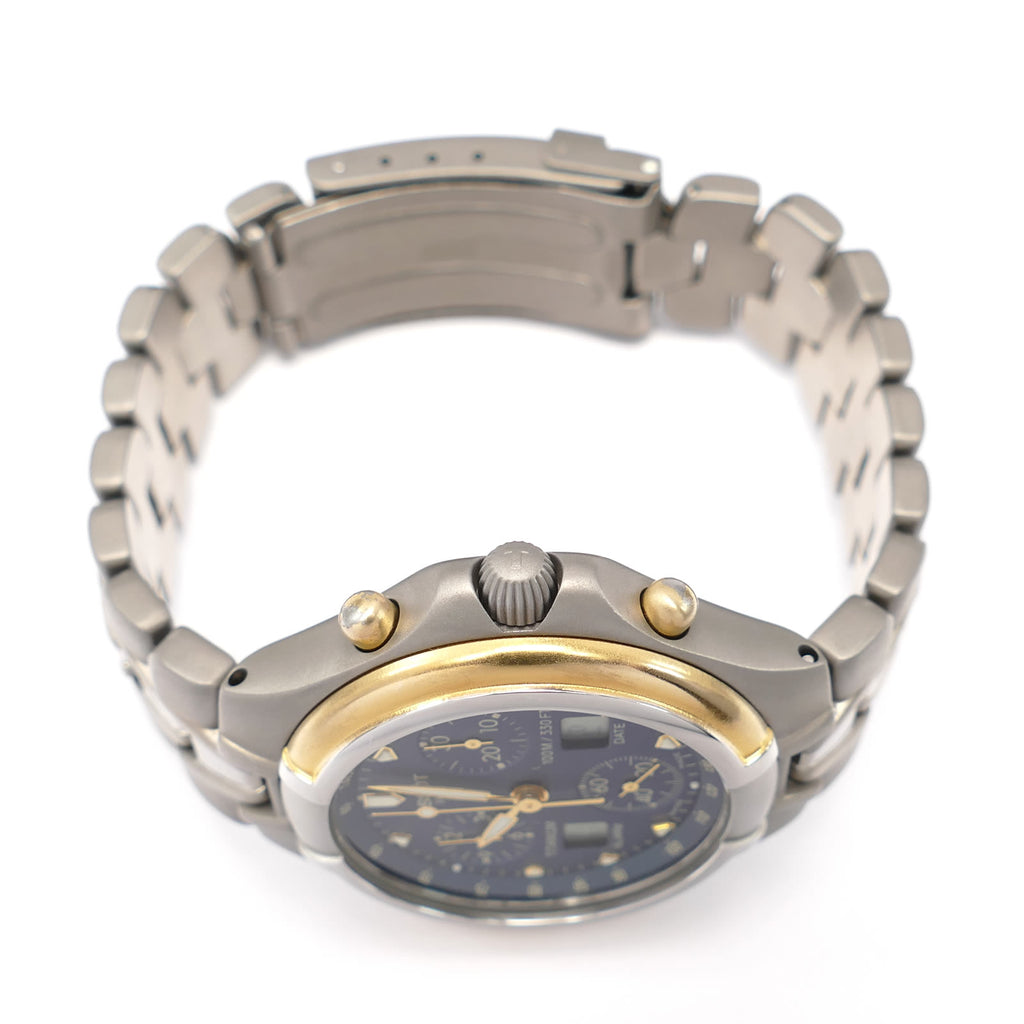 Tissot Titanium T671 screw down crown and gold plated pushers