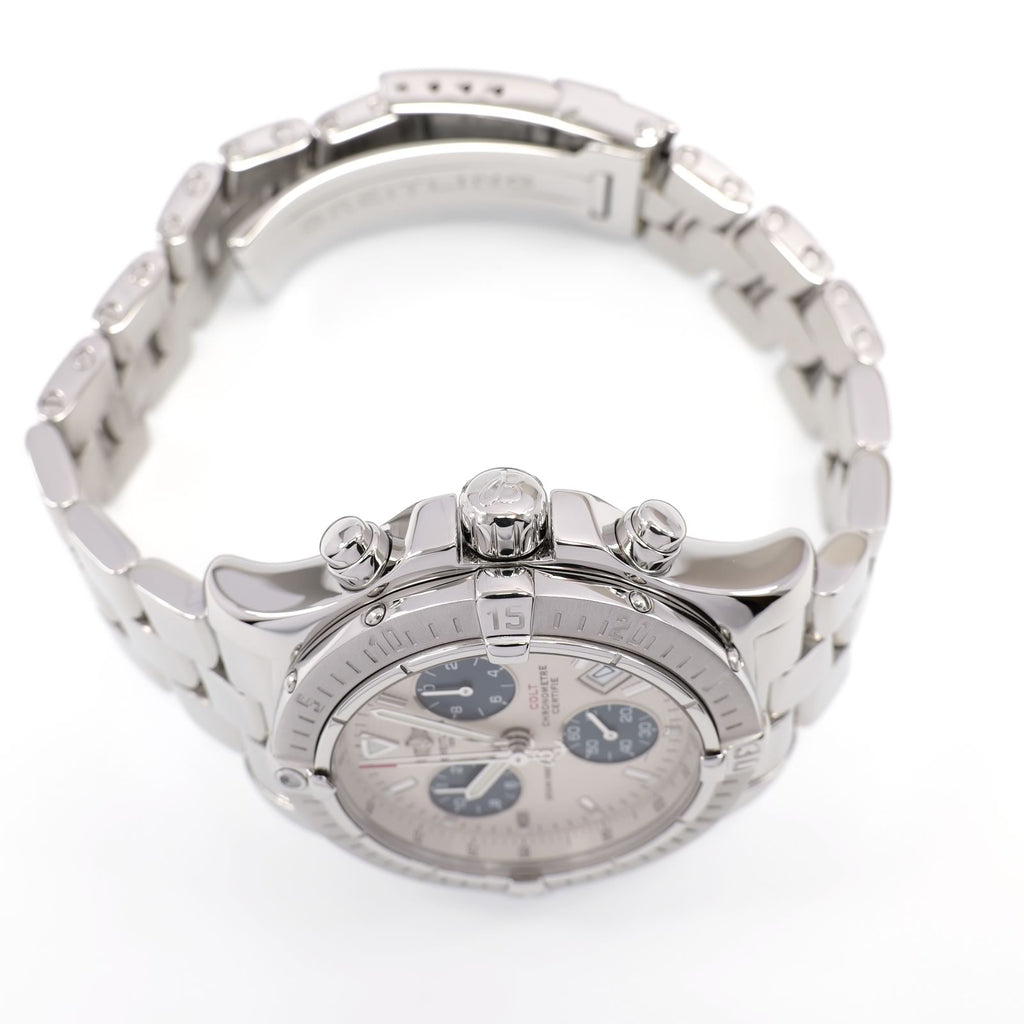 Breitling Colt Chrono A73380 stainless steel pushers and screw down crown