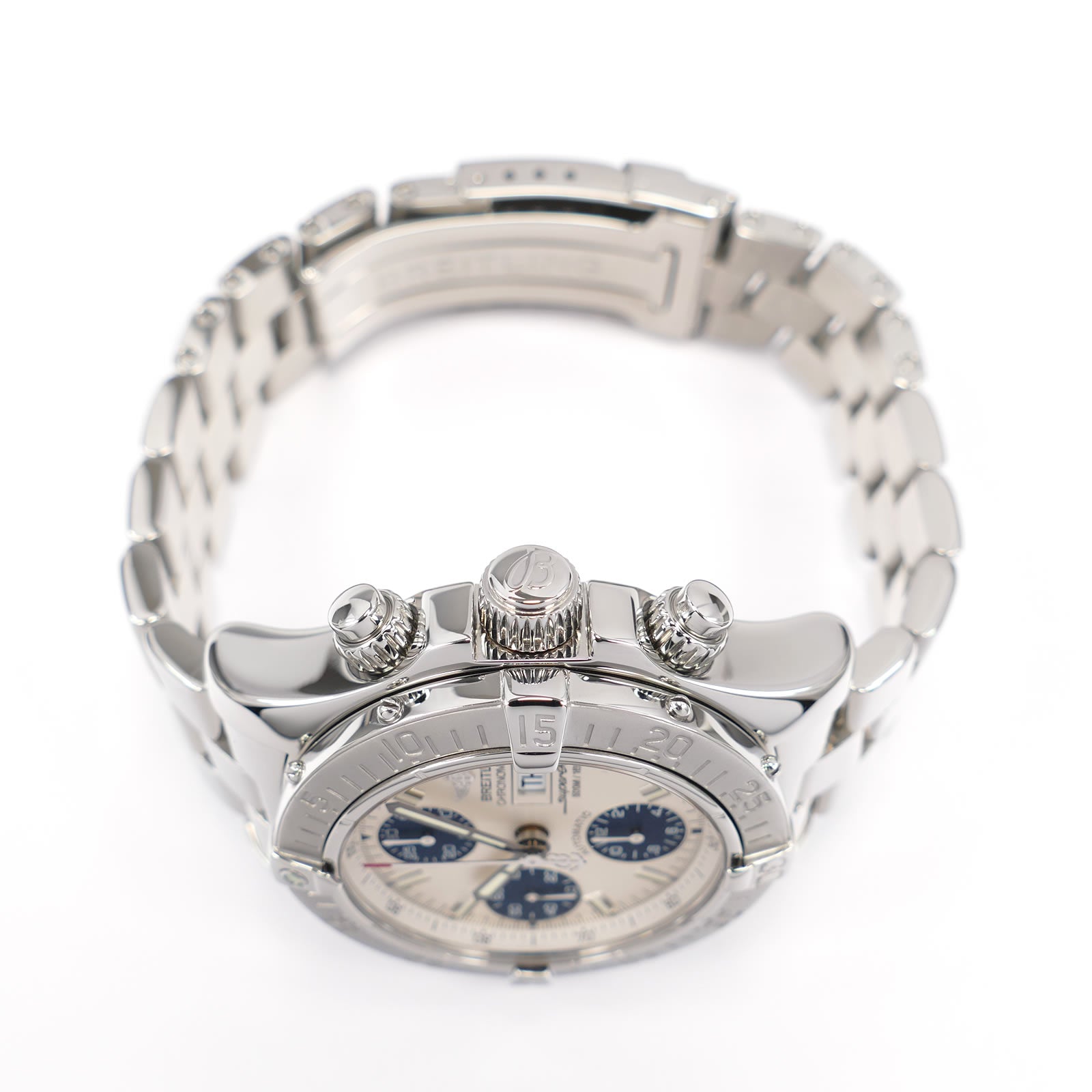 Breitling Superocean II A13340 stainless steel screw down crown and pushers