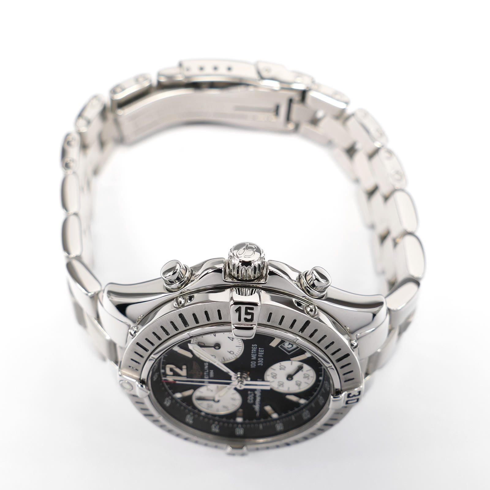 Breitling Colt Chrono Ocean A53350 stainless steel screw down crown