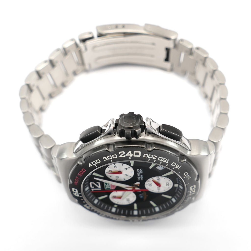 TAG Heuer Indy 500 CAC111A black pvd pushers and screw down crown