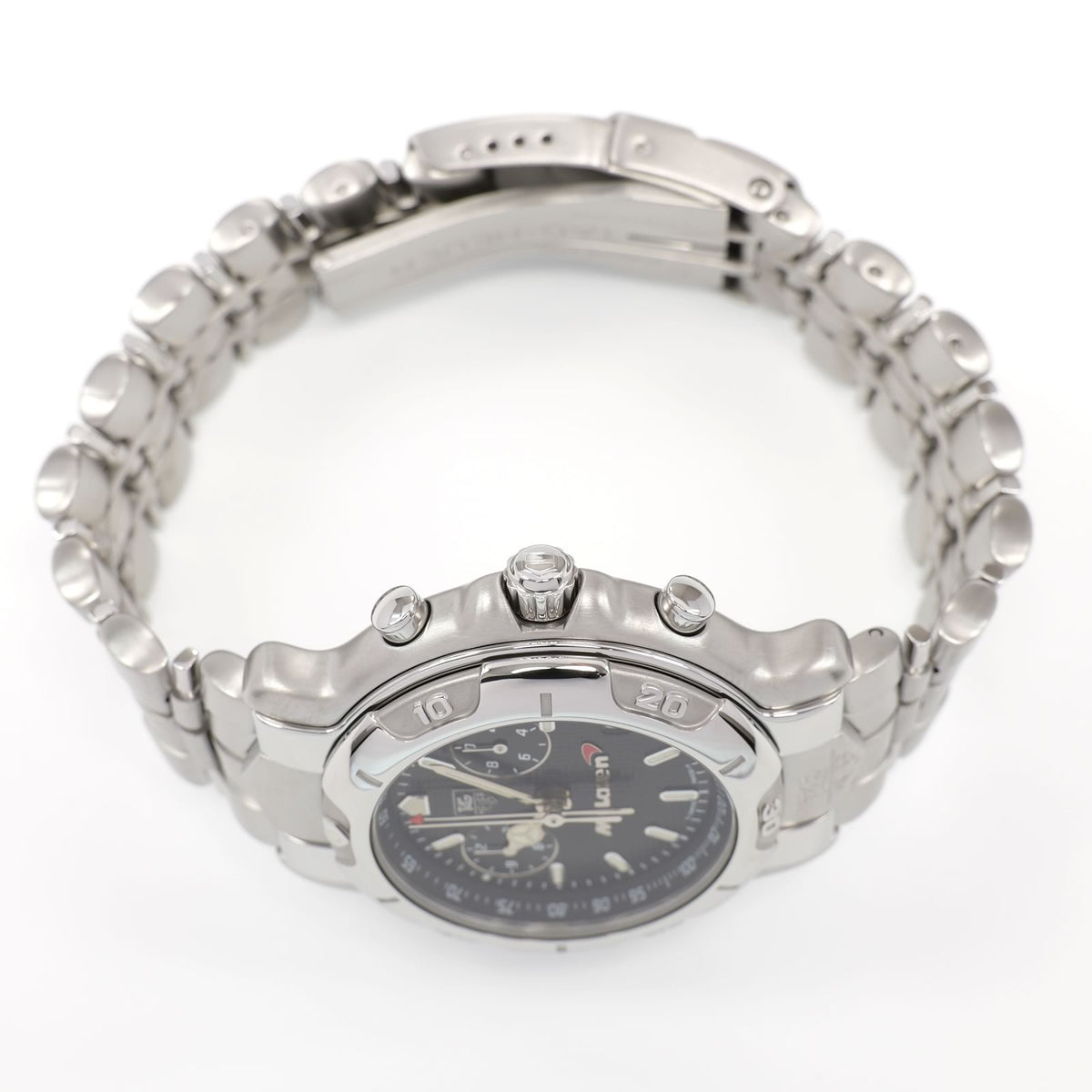 TAG Heuer 6000 Chronograph CH1117 stainless steel pushers and screw down crown