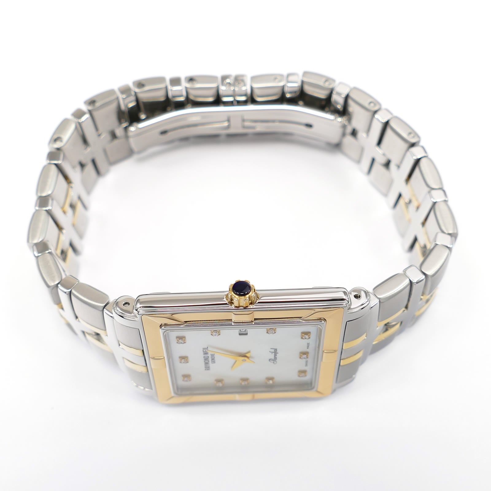 Raymond Weil Parsifal 9330 18k Gold plated crown with dark blue cabochon