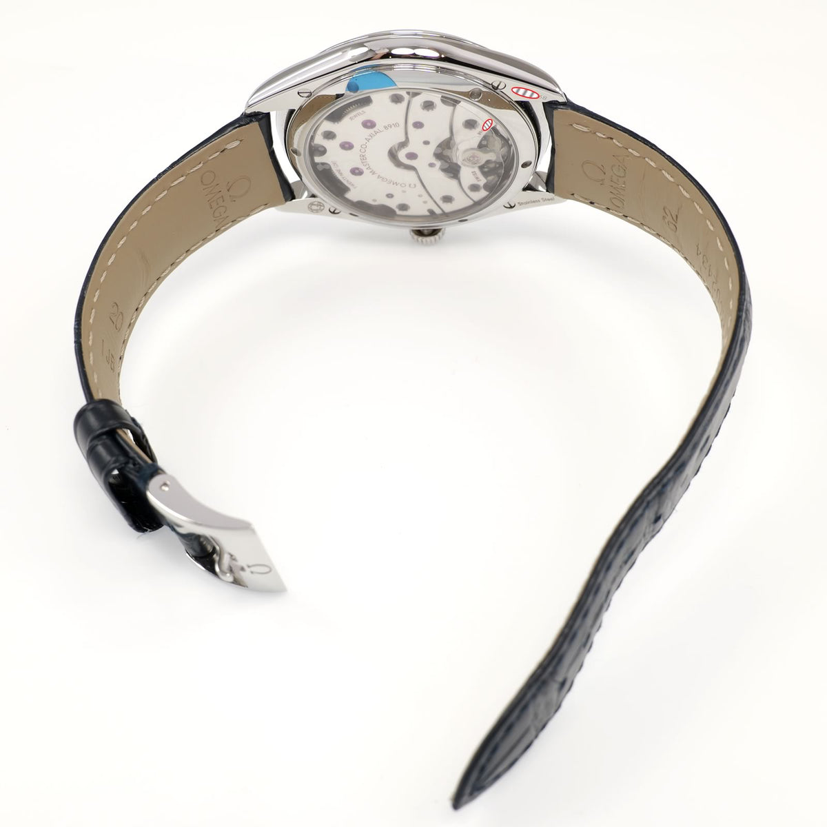 Omega De Ville Trésor 435.13.40.21.03.001 two piece blue alligator leather strap
