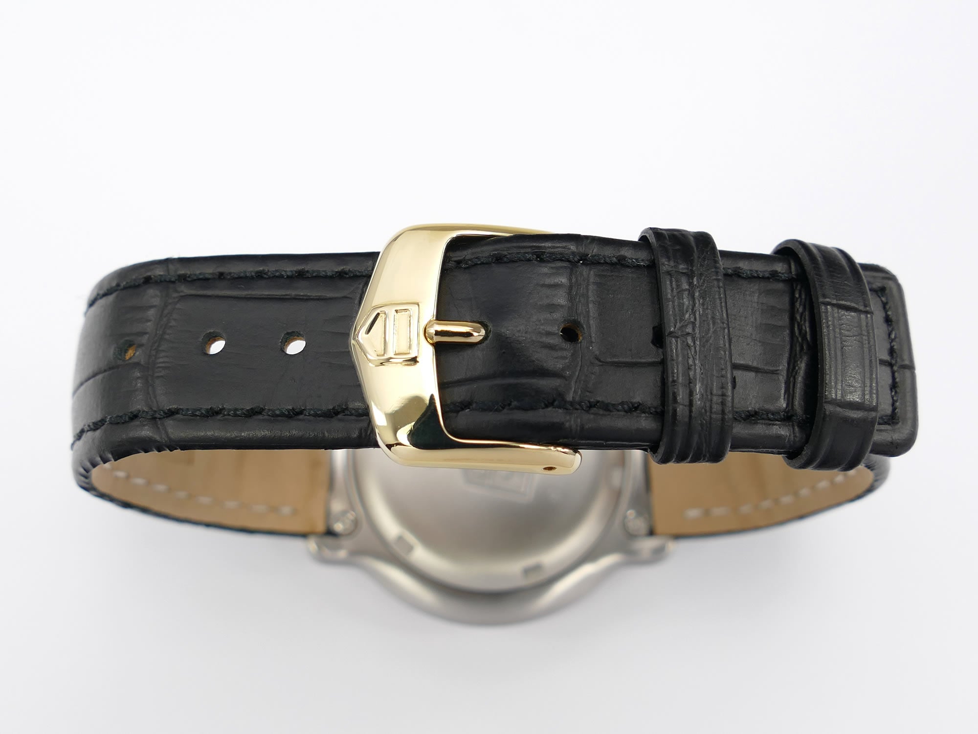 TAG Heuer 6000 WH1253 black leather strap with 18k gold plated buckle