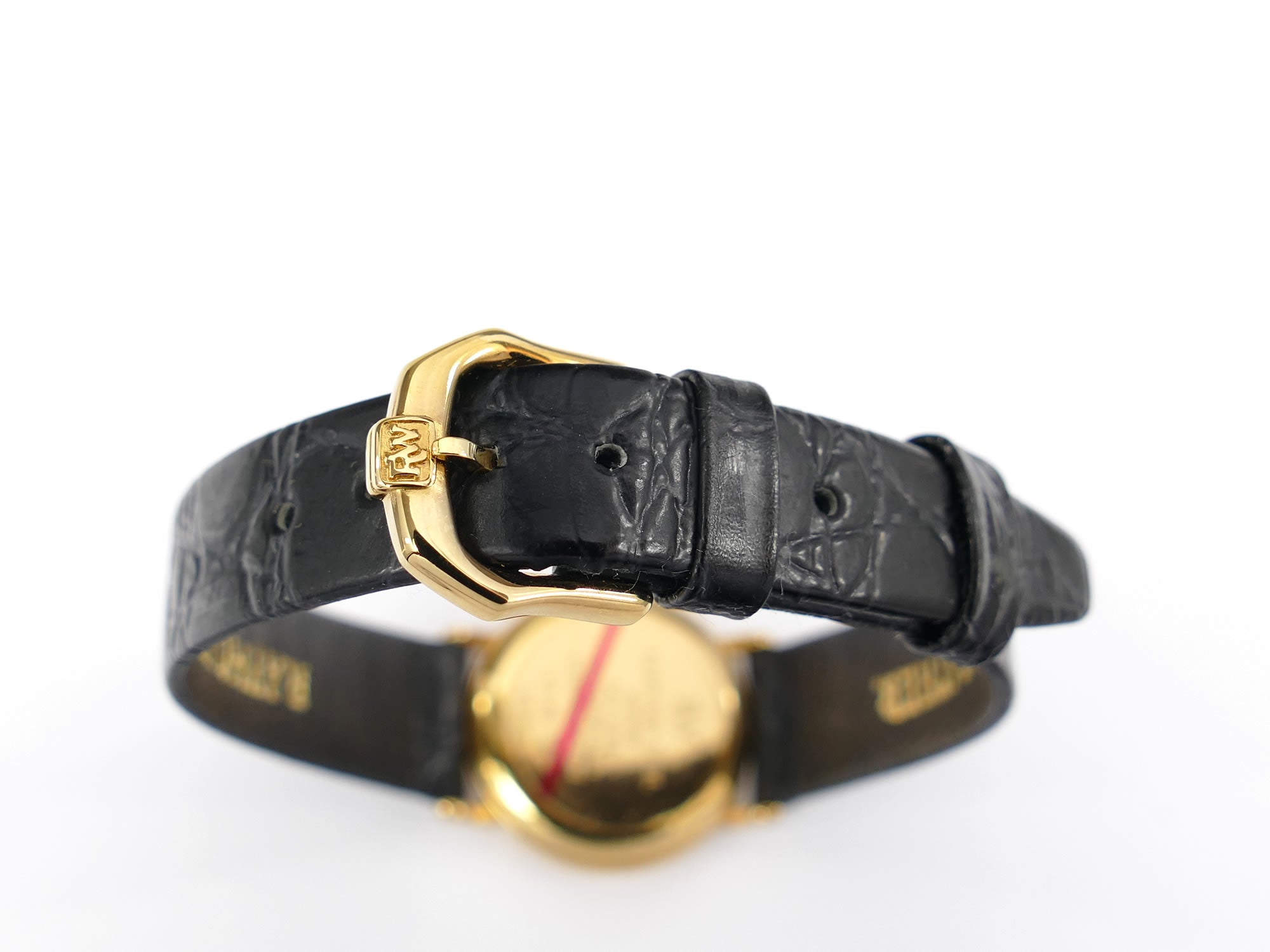 Raymond Weil Traditional 9923 black leather strap with 18k gold plated buckle