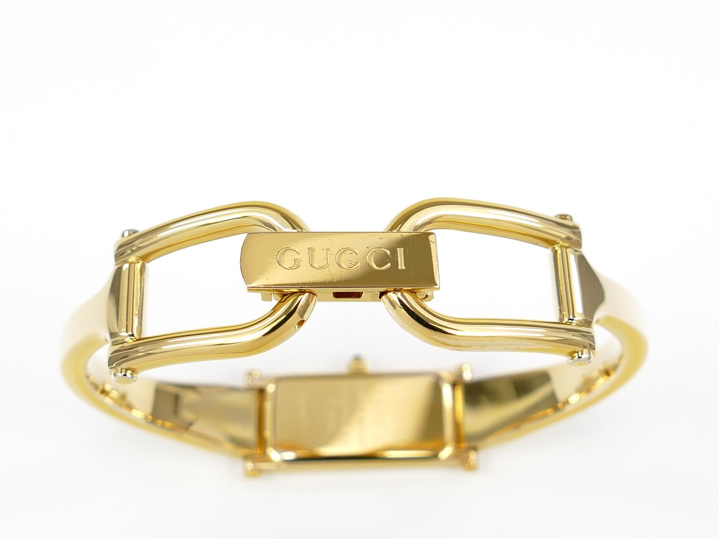 Gucci 1500 L Black Dial 18k Gold Plated Bangle