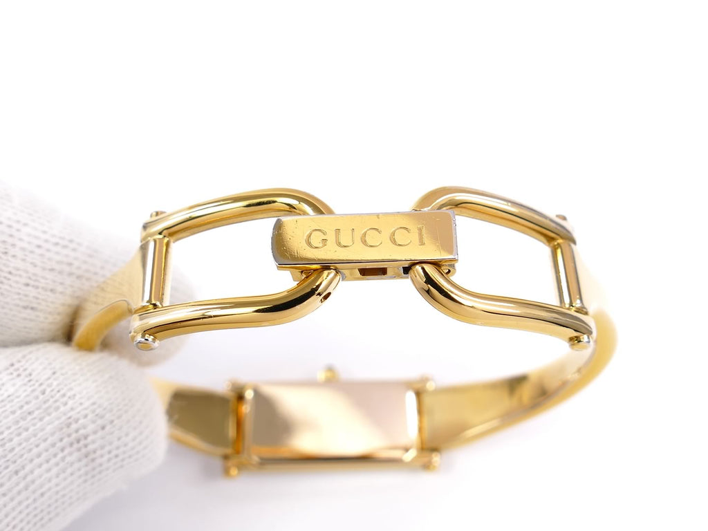 Gucci 1500 L White on 18k Gold Bangle Gucci clip