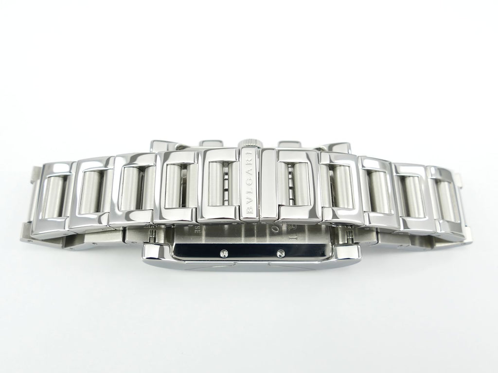 Bulgari Rettangolo White Chronograph RTC49S stainless steel bracelet