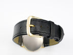 Longines Présence black leather strap with gold buckle
