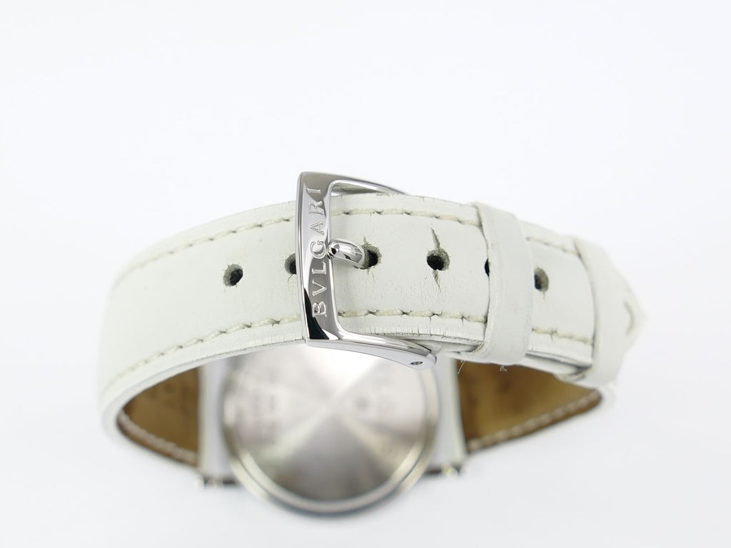 Bvlgari BB 33 SLD White Leather strap with stainless steel buckle