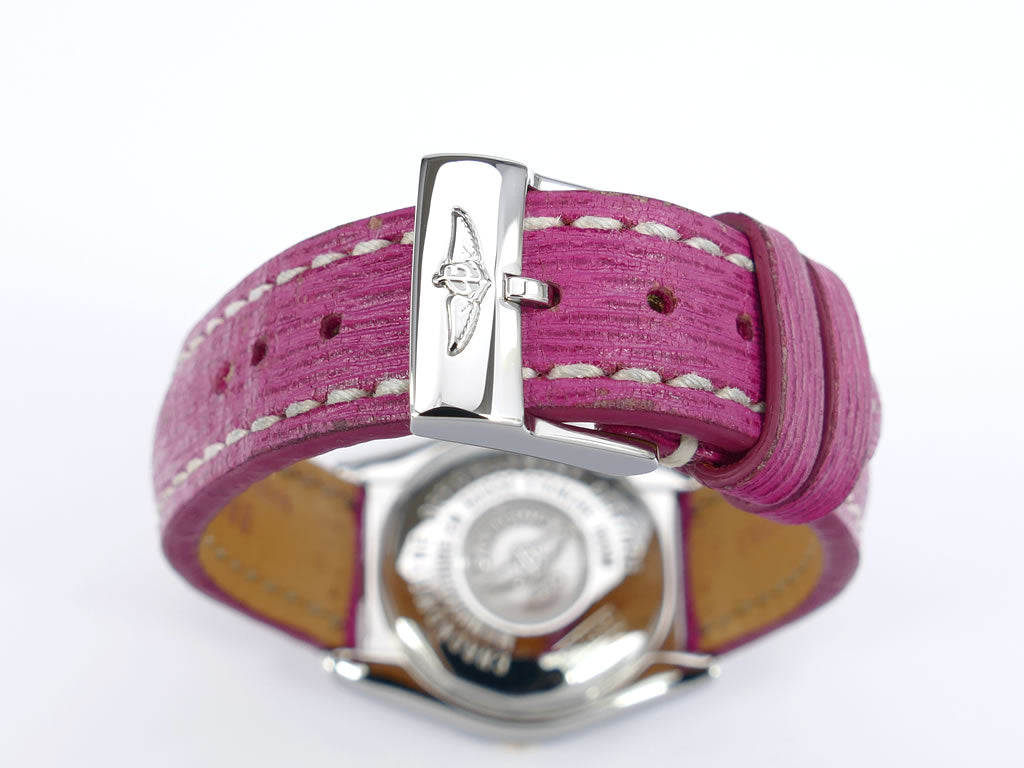 Breitling Cockpit Lady 18k Gold B71356 stainless steel buckle on pink leather strap