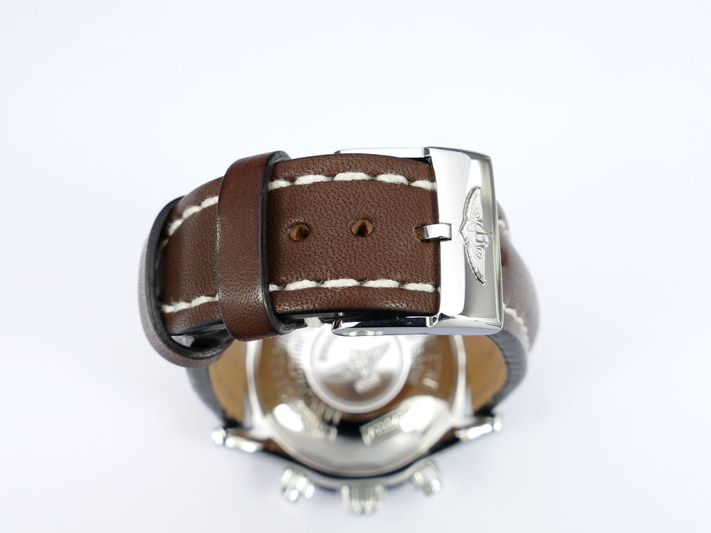Breitling Superocean A13340 brown leather strap with stainless steel buckle