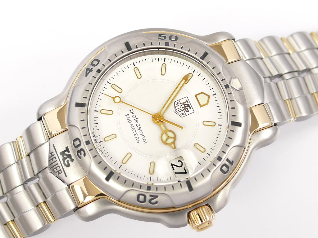TAG Heuer 6000 WH1151 White Dial Stainless Steel & Solid 18k Gold