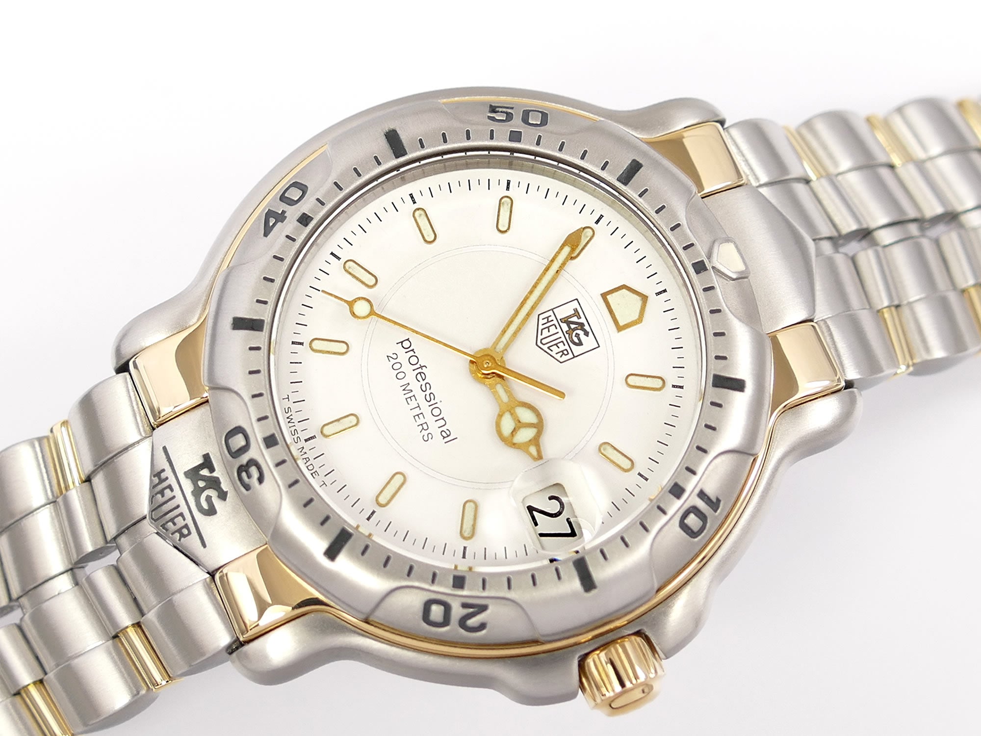 TAG Heuer 6000 WH1151 White Dial Stainless Steel & Solid 18k Gold