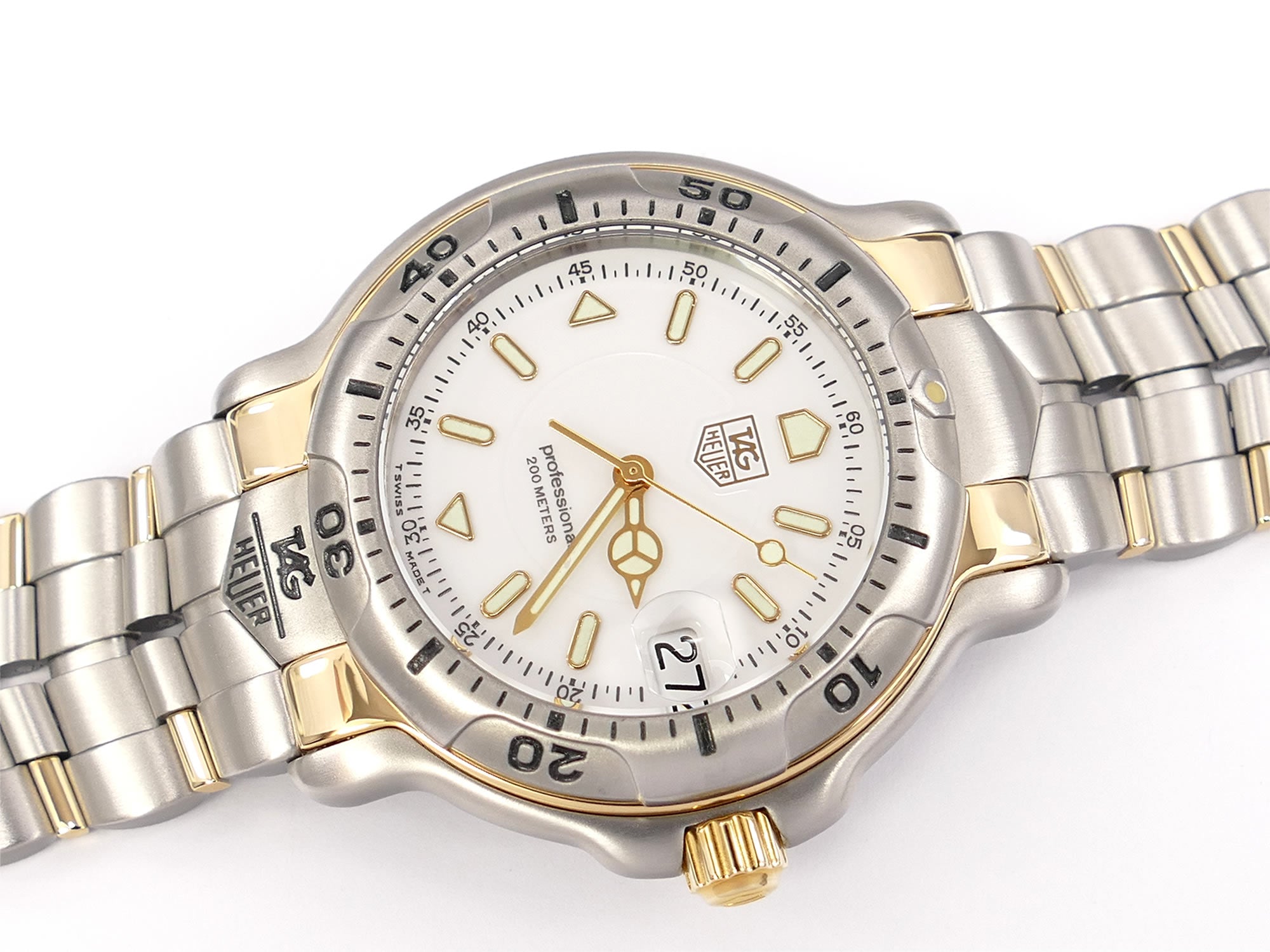 TAGHEUER　used wH1151 訳あり TAG HeUeR Mens Classic 6000 SS & Solid 18K Gold Watch~WH1151~Cream