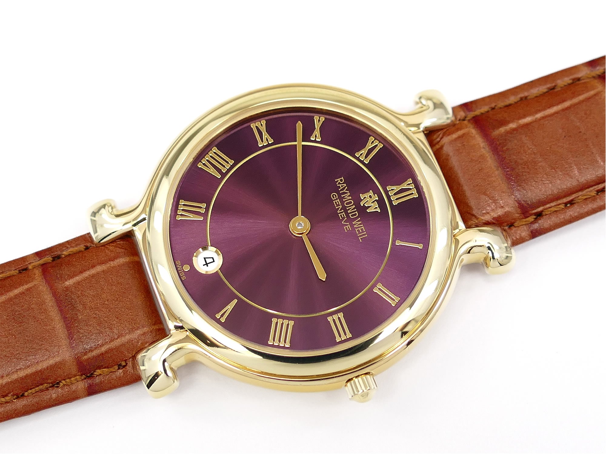 Raymond Weil Traditional 9136-2 Purple Sunburst Dial 18k Gold Plated