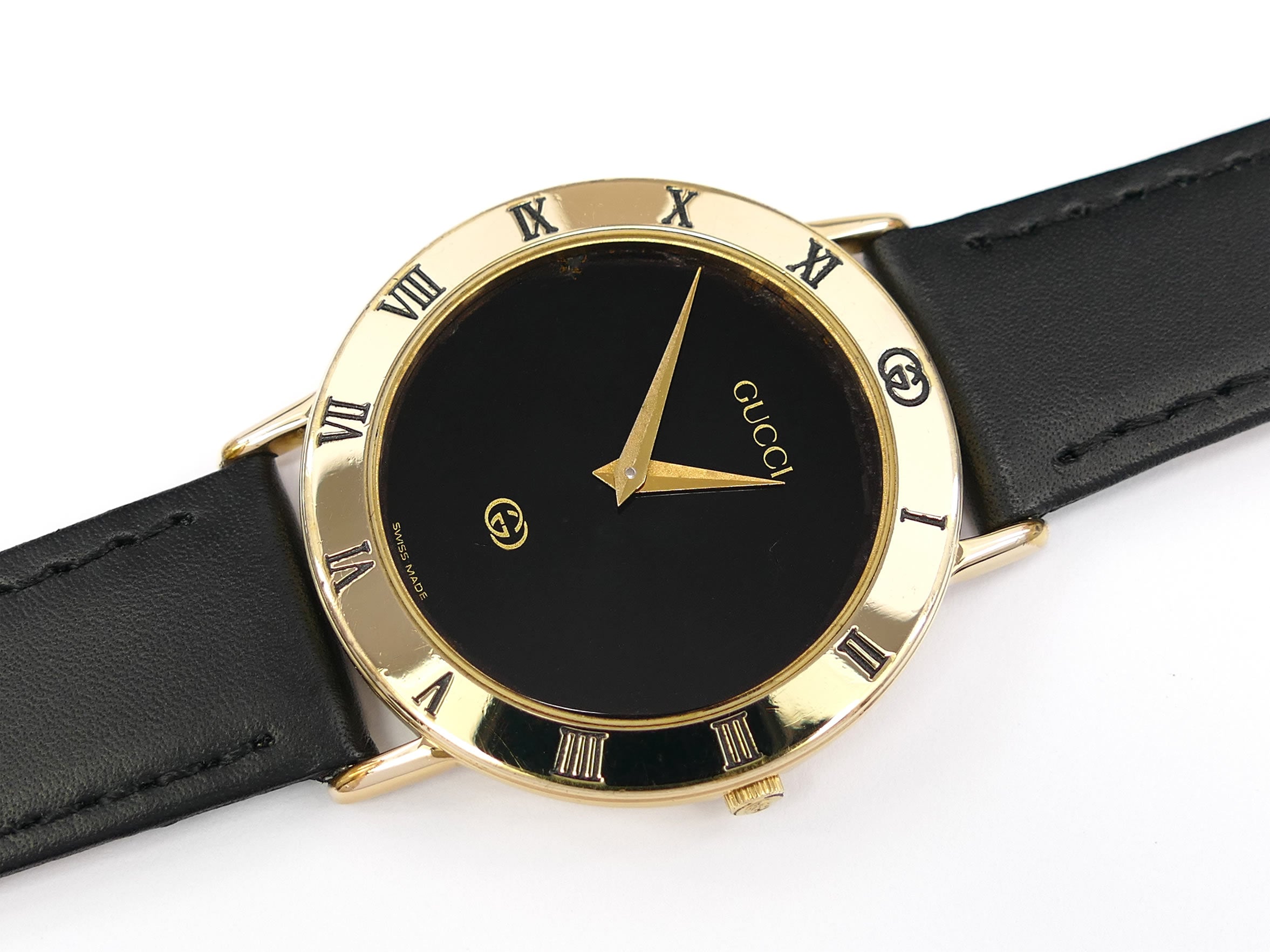 Gucci 3000M 18k Gold Plated Roman Numeral Bezel