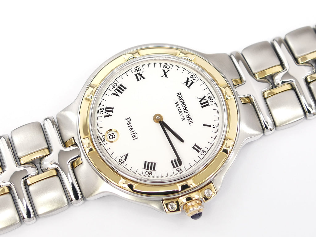 Raymond Weil Parsifal 9190 White Roman Numeral Dial 18k Solid Gold bezel