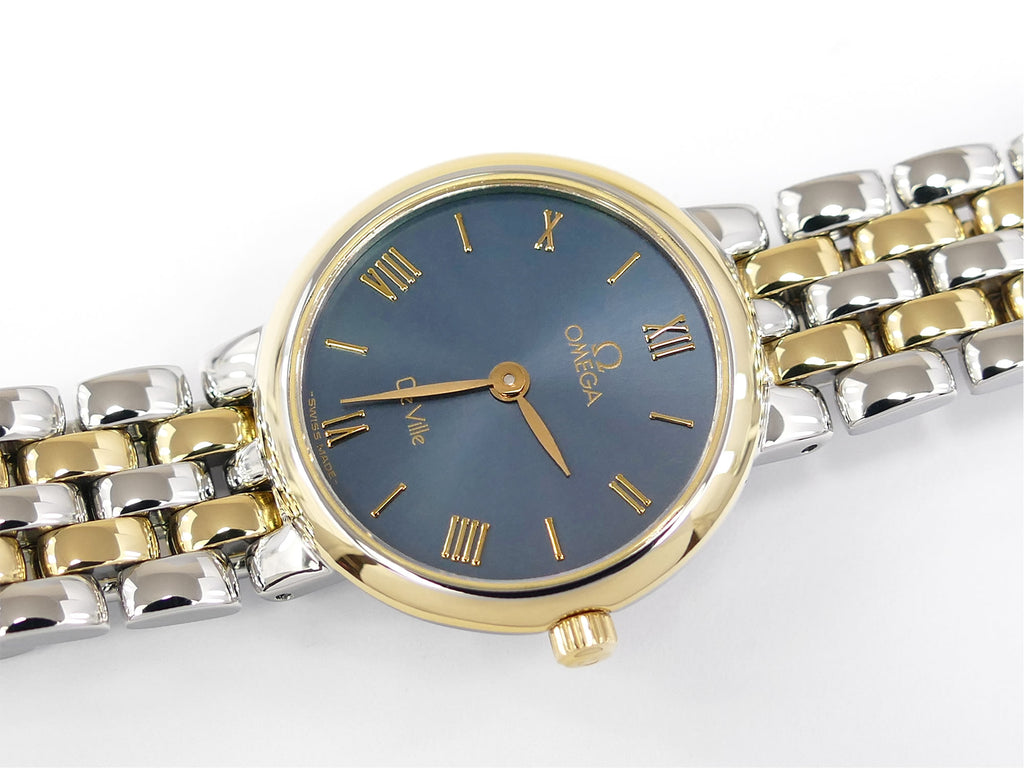 Omega De Ville Classic Blue Sunburst Dial with Solid 18k Gold bezel 7260.83.00
