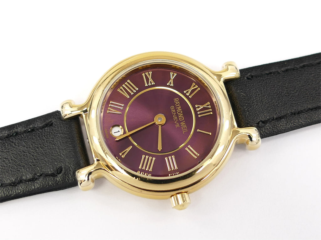 Raymond Weil 9936-2 Purple Sunburst Dial 18k Gold Plated with Roman Numerals