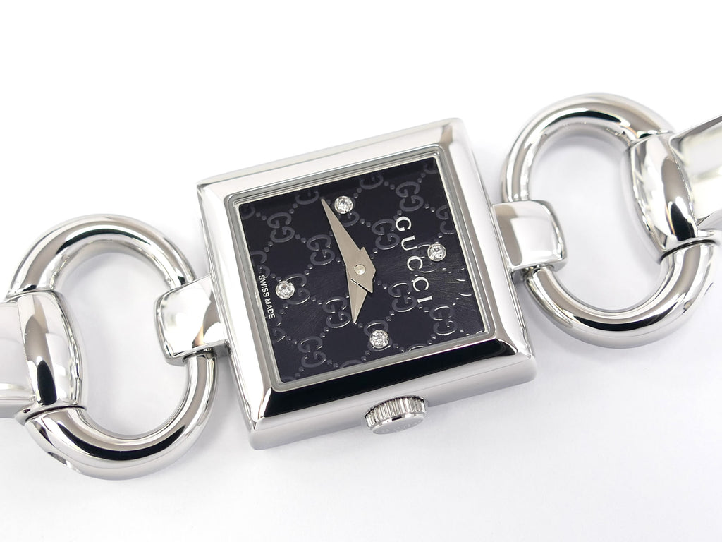 Gucci Tornabuoni 120 Black Sunburst Dial with 4 Diamonds YA120507