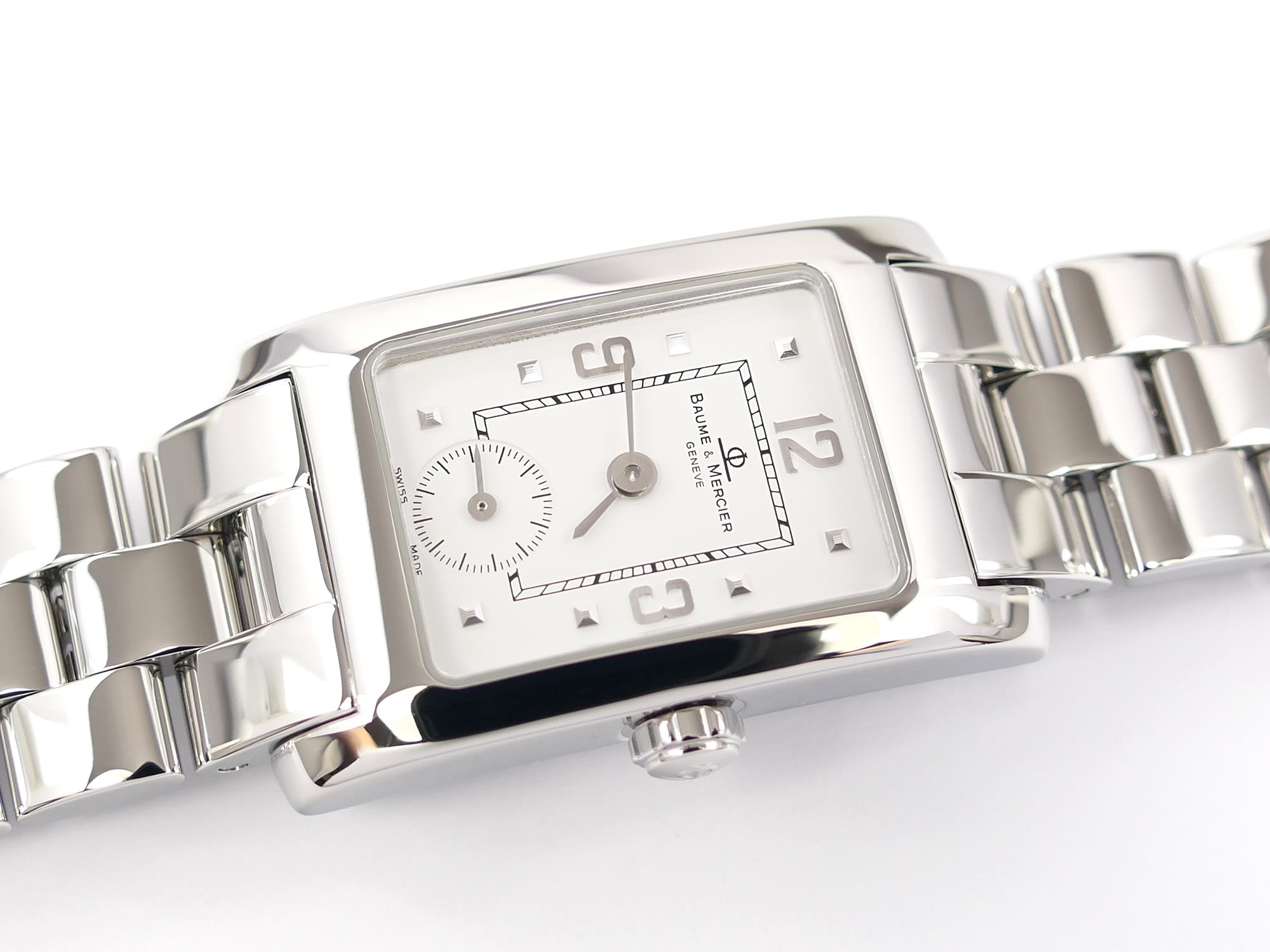Baume & Mercier Hampton MV045139 White Rectangular Dial with sub seconds