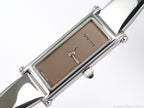 Gucci 1500 L Brown Rectangular Dial on Stainless Steel Bangle YA015539