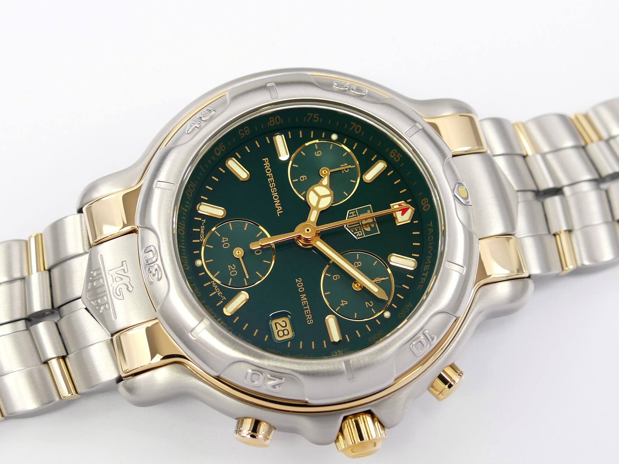 TAG Heuer 6000 Chronograph CH1151-0 Green Dial with Solid 18k Gold
