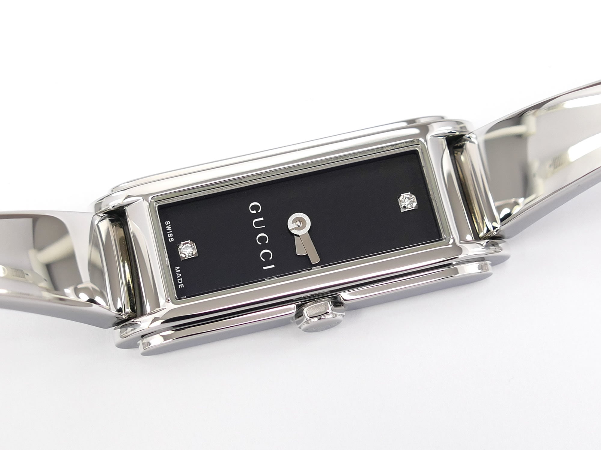 Gucci G-Line Black Rectangular Dial with 2 Diamonds YA109518
