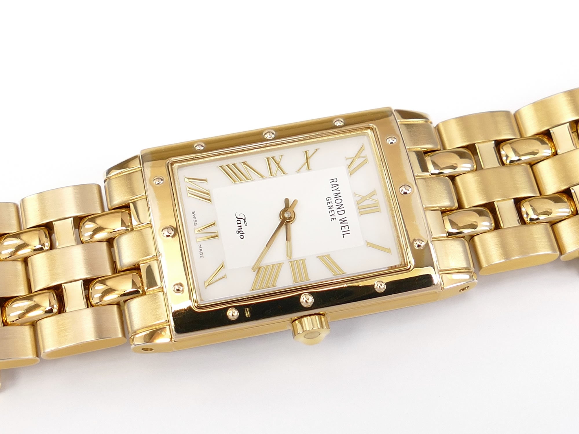 Raymond Weil Tango 5980 White Rectangular Dial 18k Gold Plated