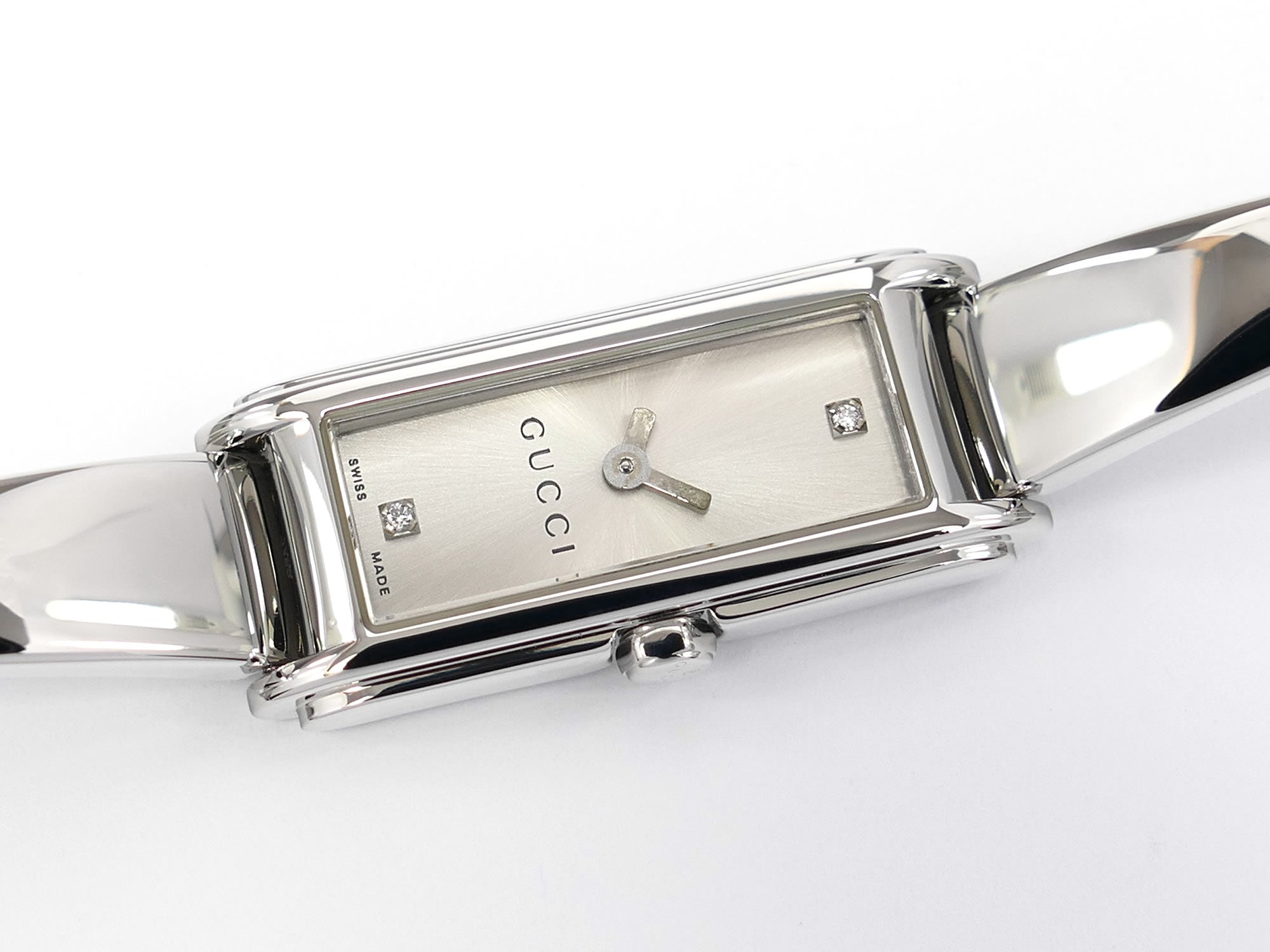 Gucci G-Line Silver Rectangular Dial with 2 Diamonds YA109519