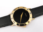 Gucci Black Dial 18k Gold Plated Roman Numeral Bezel 3000.2.M