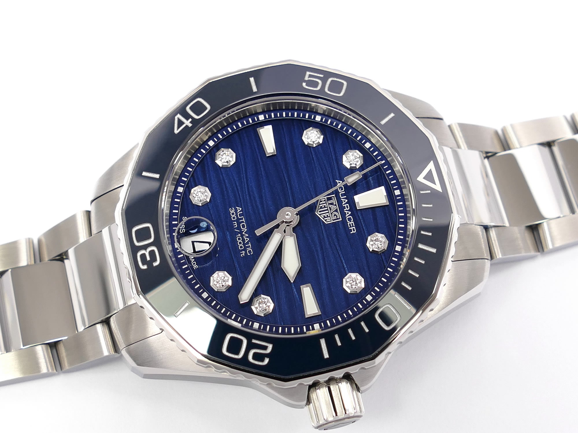 TAG Heuer Aquaracer WBP231B.BA0618 Blue Calibre 5 Wavy Dial with Diamonds