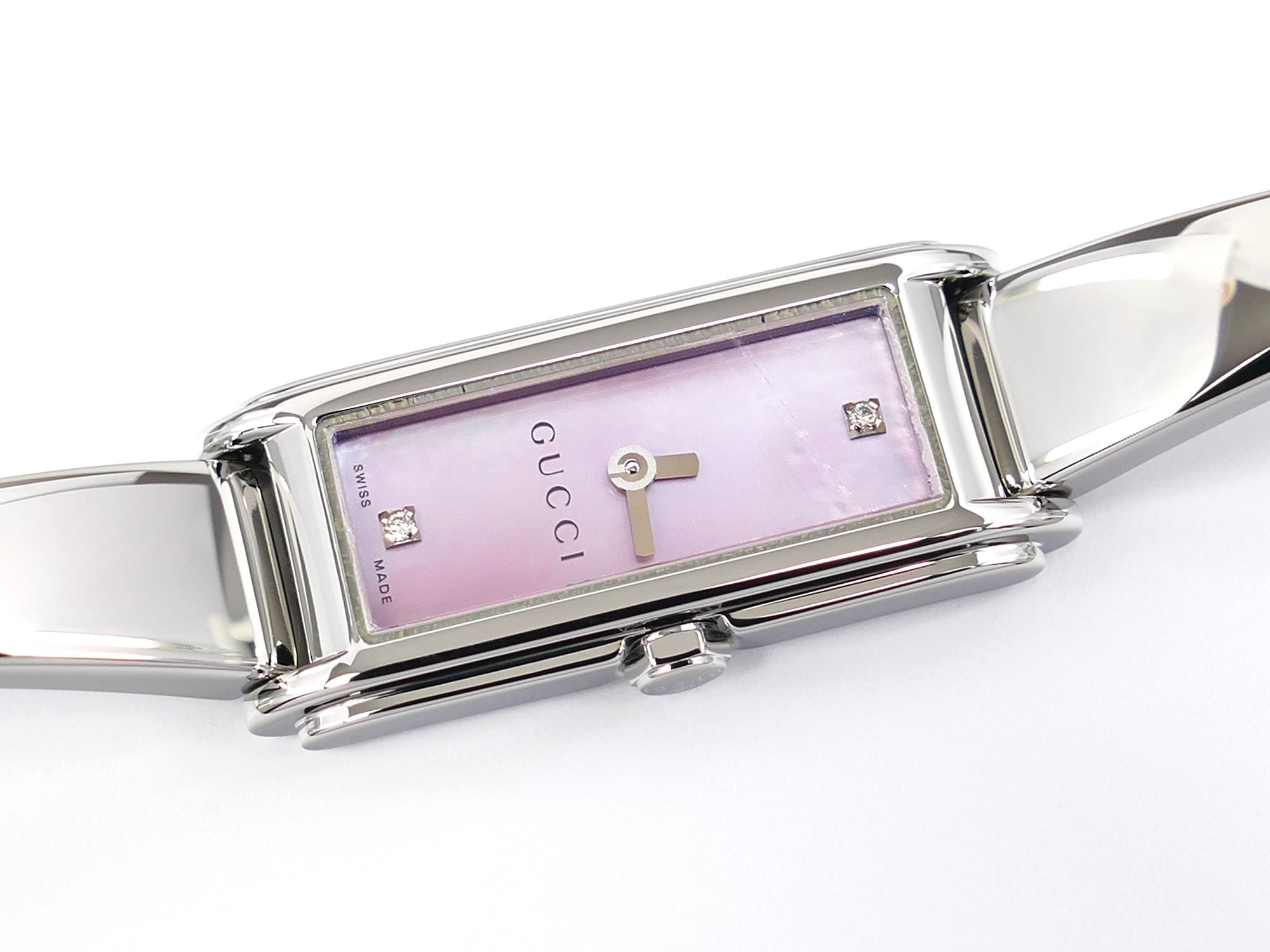 Gucci G-Line 109 Pink Mother of Pearl Dial with 2 Diamonds