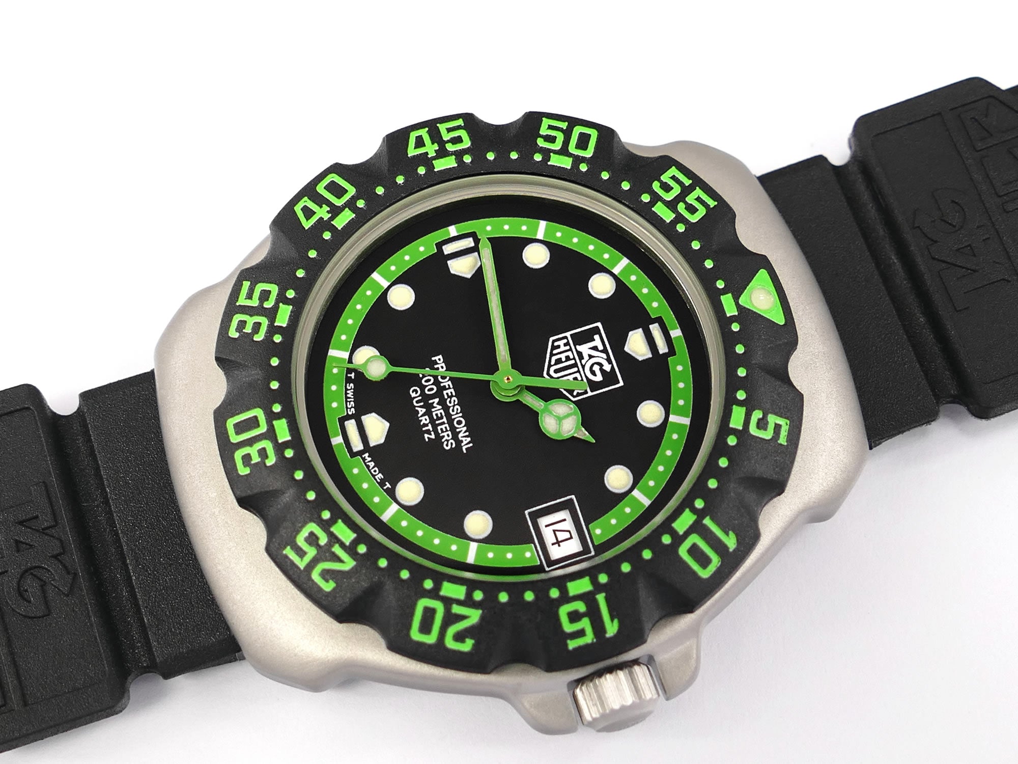 TAG Heuer Formula 1 WA1215 Black with Green Accents New Bezel