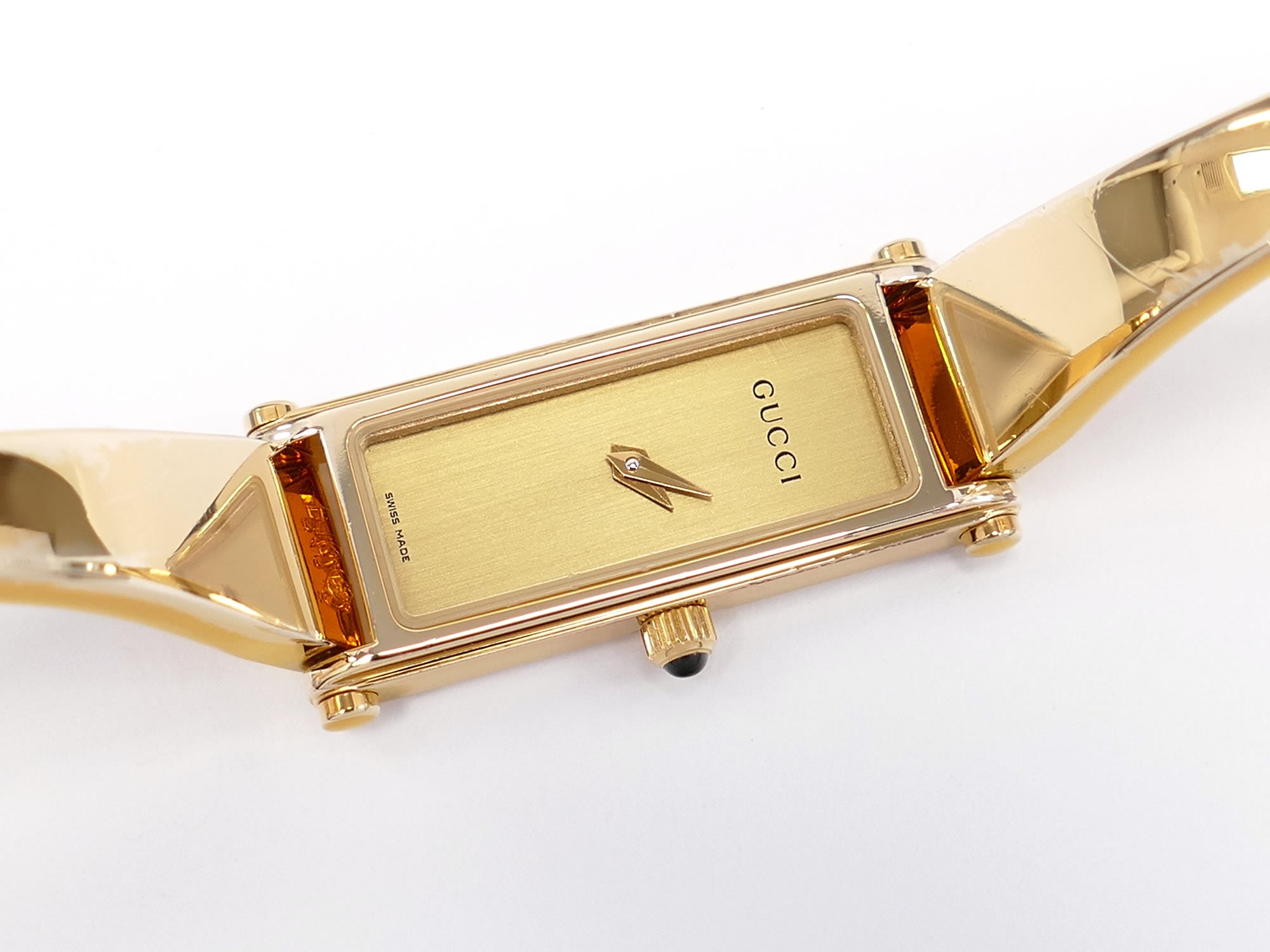 Gucci 1500L Champagne Dial 18k Gold Plated Rectangular