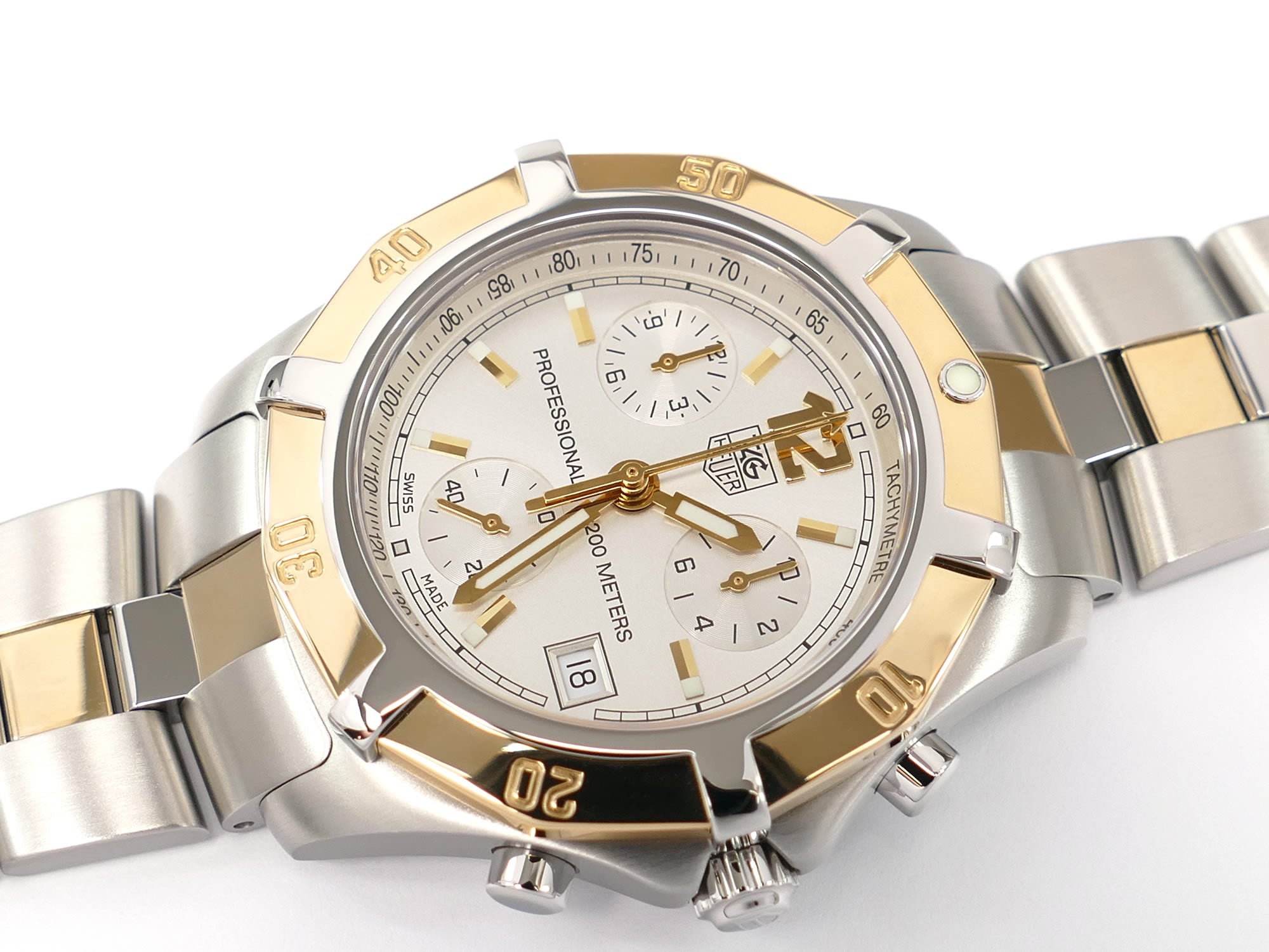 TAG Heuer 2000 Exclusive CN1151 Silver Chronograph with 18k Gold