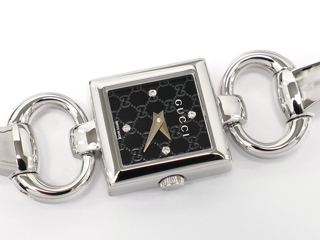 Gucci Tornabuoni Black Dial with 4 Diamonds YA120507